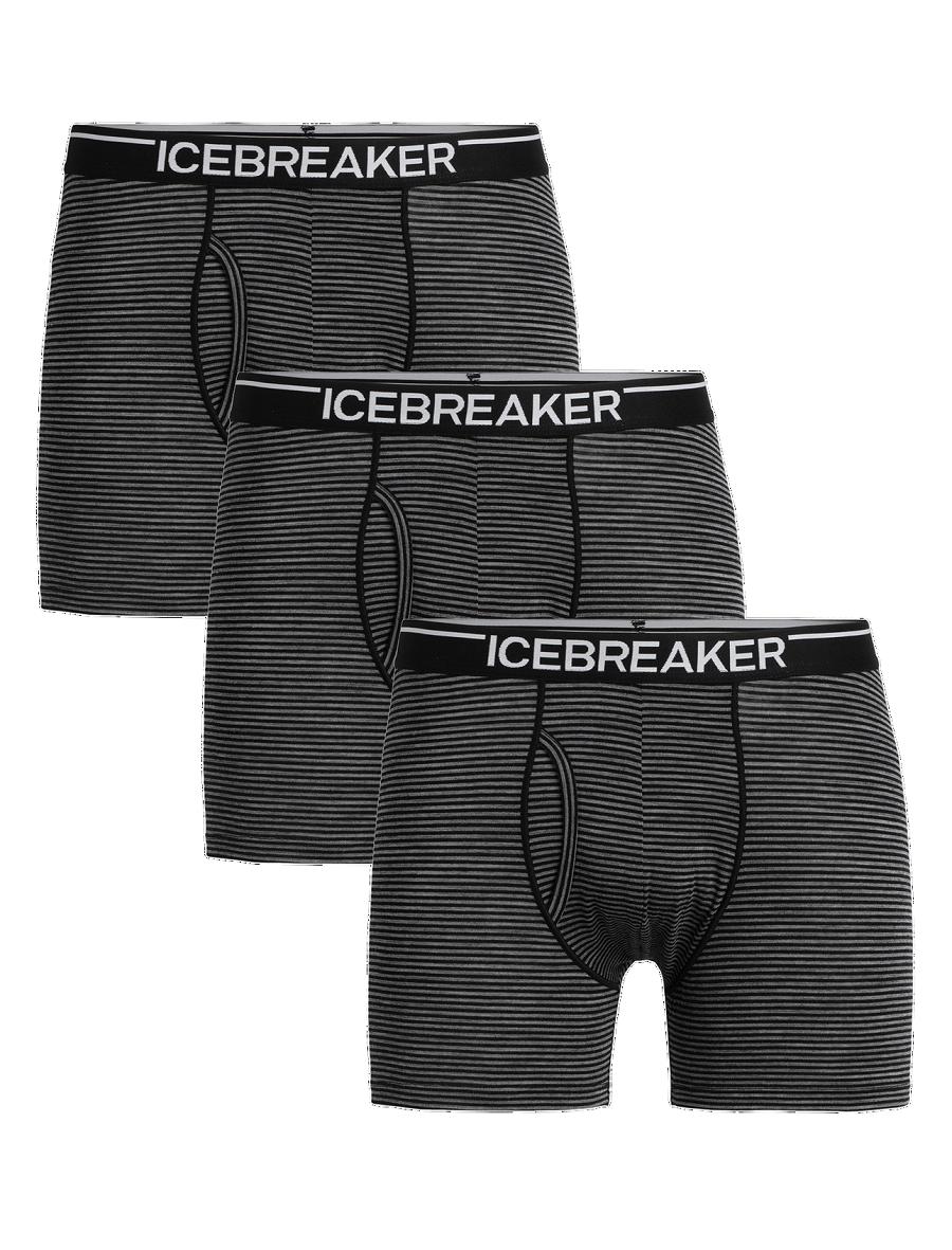 Men\'s Icebreaker Merino Anatomica Boxers With Fly 3 Pack Underwear Gritstone Heather | CA 1625EBCX